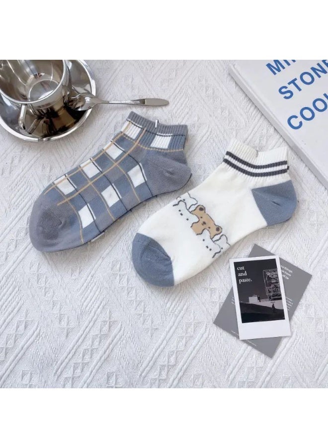 Trendora  Women's Cotton Ankle Socks, Mixed Colours, 5 Pairs with 1 Gift, Casual Comfort - Image 5